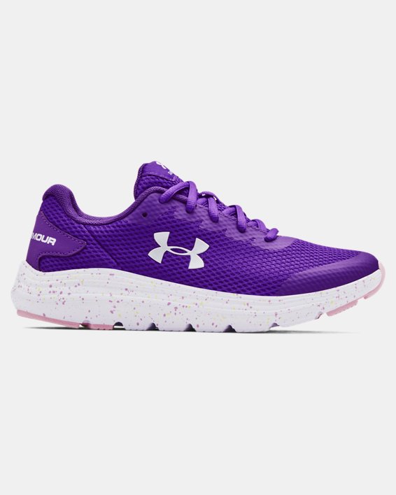 Girls' Grade School UA Surge 2 Fade Running Shoes, Purple, pdpMainDesktop image number 0